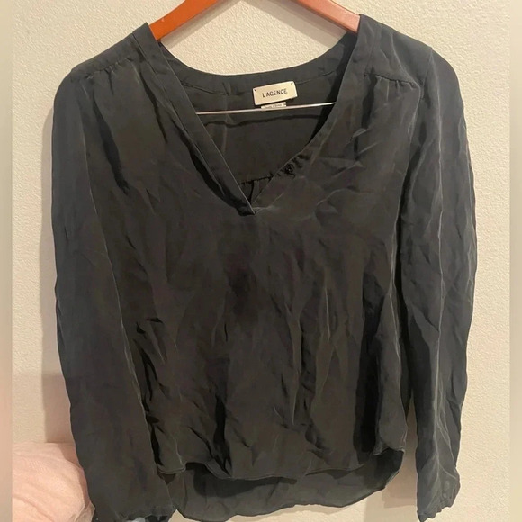 L’agente black 100% silk blouse size XS - Picture 1 of 6